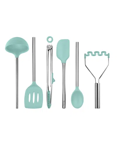 Tovolo Utensil 6-pc. Silicone With Steel Handles Set In Blue
