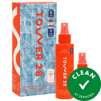 Tower 28 Beauty Sos Hypochlorous Acid Spray Duo Skincare Set 4 Oz, 1oz/120 Ml, 30 ml