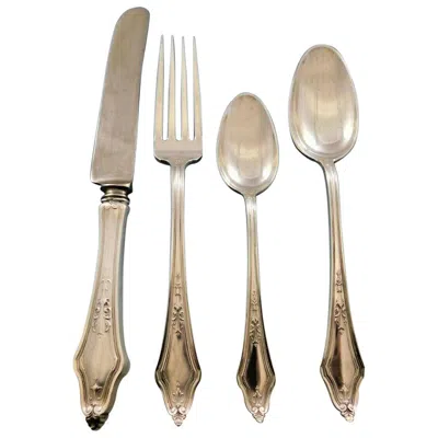 Pre-owned Towle Silversmiths Arcadian By Towle Sterling Silver Flatware Set For 12 Service 54 Pieces In Sand