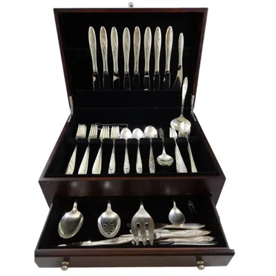 Pre-owned Towle Silversmiths Awakening By Towle Sterling Silver Flatware Set For 8 Service 74 Pieces In Black