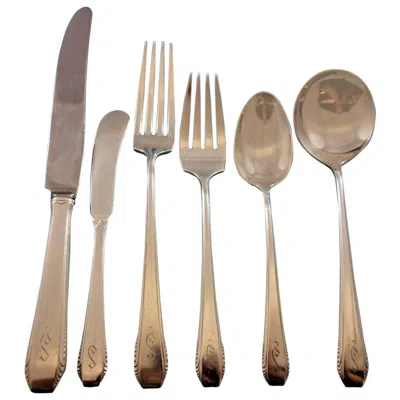 Pre-owned Towle Silversmiths Cascade By Towle Sterling Silver Flatware Set For 12 Service 80 Pcs S Monogram In Brown