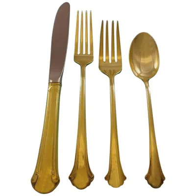 Pre-owned Towle Silversmiths Chippendale Gold By Towle Sterling Silver Flatware Service Set 6 Vermeil 24 Pcs