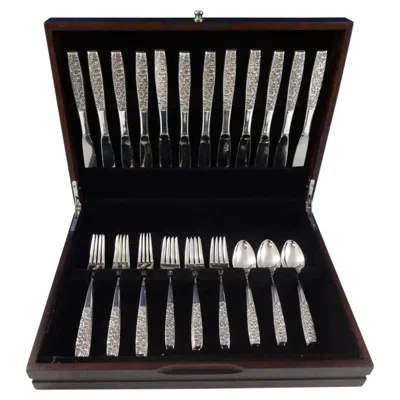 Pre-owned Towle Silversmiths Contessina By Towle Sterling Silver Floral Flatware Set For 12 Service 48 Pieces In Black