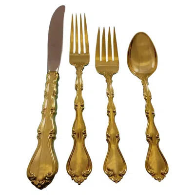 Pre-owned Towle Silversmiths Country Manor By Towle Sterling Silver Flatware Service For 12, Set Vermeil Gold