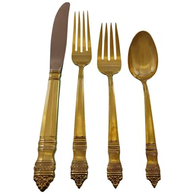Pre-owned Towle Silversmiths Danish Baroque By Towle Sterling Silver Flatware Service 12 Set Vermeil Gold