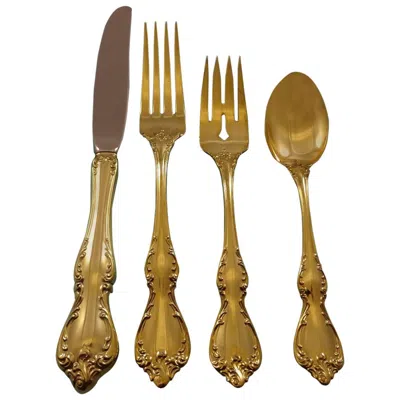 Pre-owned Towle Silversmiths Debussy By Towle Sterling Silver Flatware Service For 12, Set In Vermeil Gold