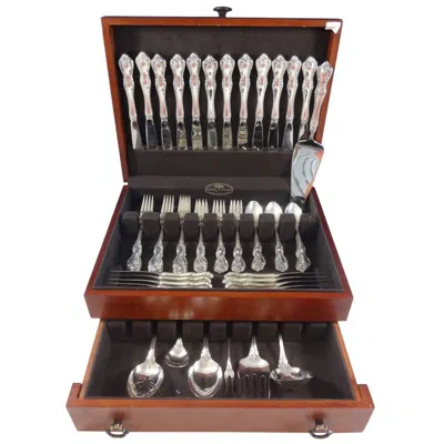 Pre-owned Towle Silversmiths Debussy By Towle Sterling Silver Flatware Set For 12 Service, 67 Pieces In Black