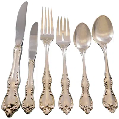 Pre-owned Towle Silversmiths Debussy By Towle Sterling Silver Flatware Set For Eight Service 57 Pcs In Sand