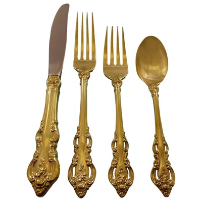 Pre-owned Towle Silversmiths El Grandee By Towle Sterling Silver Flatware Service, 12 Set Vermeil Gold 48 Pcs