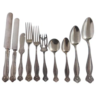 Pre-owned Towle Silversmiths Empire By Towle Sterling Silver Flatware Set Service 79 Pieces Vintage Chest In Black