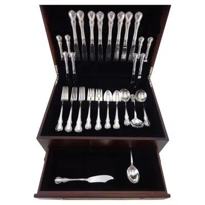 Pre-owned Towle Silversmiths French Provincial By Towle Sterling Silver Flatware Set Service 50 Pieces In Black