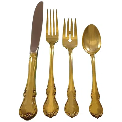 Pre-owned Towle Silversmiths French Provincial Gold By Towle Sterling Silver Flatware Set Service 12 Vermeil
