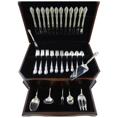 Pre-owned Towle Silversmiths Legato By Towle Sterling Silver Flatware Service For 12 Set 55 Pieces In Black