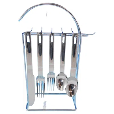 Pre-owned Towle Silversmiths Loop By Towle Crate & Barrel Stainless Steel Flatware Set 30 Pcs Modern Unused In Gray