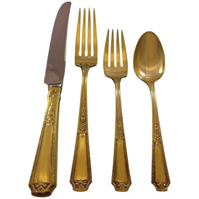 Pre-owned Towle Silversmiths Louis Xiv Gold By Towle Sterling Silver Flatware Set For Six Service Vermeil