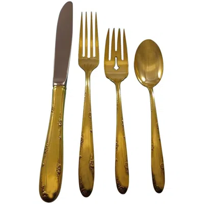 Pre-owned Towle Silversmiths Madeira Gold By Towle Sterling Silver Flatware Set For Eight Service Vermeil