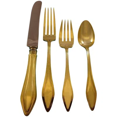Pre-owned Towle Silversmiths Mary Chilton Gold By Towle Sterling Silver Flatware Set For 6 Service Vermeil