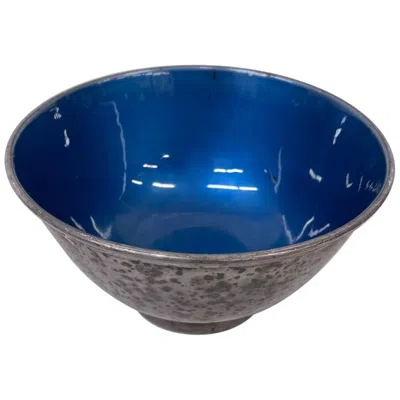 Pre-owned Towle Silversmiths Modern Blue Enamel Silver Plated Bowl Vintage 1970s