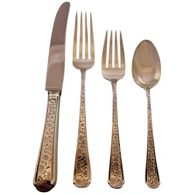 Pre-owned Towle Silversmiths Old Brocade By Towle Sterling Silver Flatware Set Service 24 Pieces In Brown