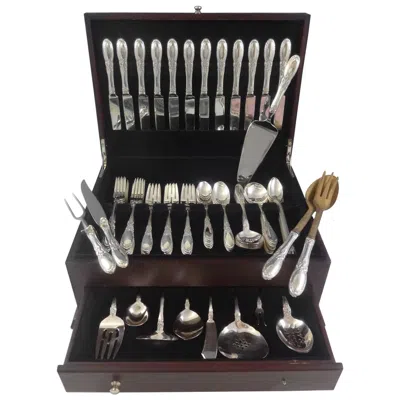 Pre-owned Towle Silversmiths Old Mirror By Towle Sterling Silver Flatware Service For 12 Set 86 Pieces In Black
