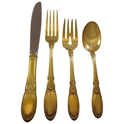Pre-owned Towle Silversmiths Old Mirror Gold By Towle Sterling Silver Flatware Set For 6 Service Vermeil