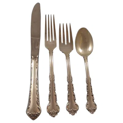 Pre-owned Towle Silversmiths Peachtree Manor By Towle Sterling Silver Flatware Set For 12 Service, 53 Pieces In Black