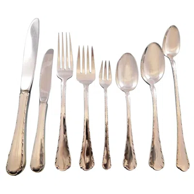Pre-owned Towle Silversmiths Petit Point By Towle Sterling Silver Flatware Set For 12 Service 104 Pieces In Sand
