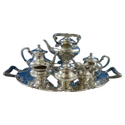 Pre-owned Towle Silversmiths Princess By Towle Sterling Silver Tea Set 7pc With Leaves Scrolls #7629 '#4930'