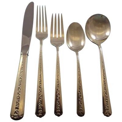 Pre-owned Towle Silversmiths Rambler Rose By Towle Sterling Silver Flatware Service For 12 Set 60 Pieces In Red