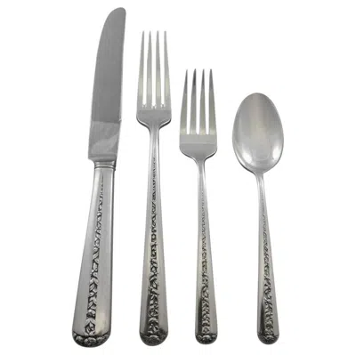 Pre-owned Towle Silversmiths Rambler Rose By Towle Sterling Silver Flatware Set For 12 Service 59 Pcs Dinner In Red