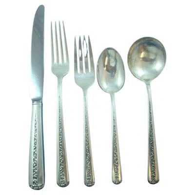 Pre-owned Towle Silversmiths Rambler Rose By Towle Sterling Silver Flatware Set For 12 Service 68 Pieces In Red