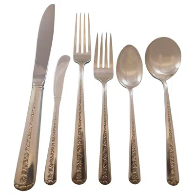 Pre-owned Towle Silversmiths Rambler Rose By Towle Sterling Silver Flatware Set For 12 Service 72 Pcs Dinner In Red