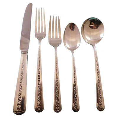 Pre-owned Towle Silversmiths Rambler Rose By Towle Sterling Silver Flatware Set For 6 Service 34 Pcs In Red