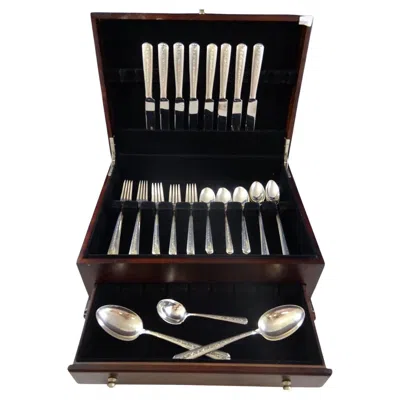 Pre-owned Towle Silversmiths Rambler Rose By Towle Sterling Silver Flatware Set For 8 Service 43 Pieces In Red