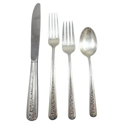 Pre-owned Towle Silversmiths Rambler Rose By Towle Sterling Silver Flatware Set Service 24 Pieces In Red