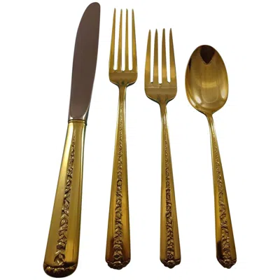 Pre-owned Towle Silversmiths Rambler Rose Gold By Towle Sterling Silver Flatware Set Service For Six Vermeil In Red
