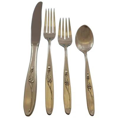 Pre-owned Towle Silversmiths Rose Solitaire By Towle Sterling Silver Flatware Service For 12 Set 51 Pieces In Red