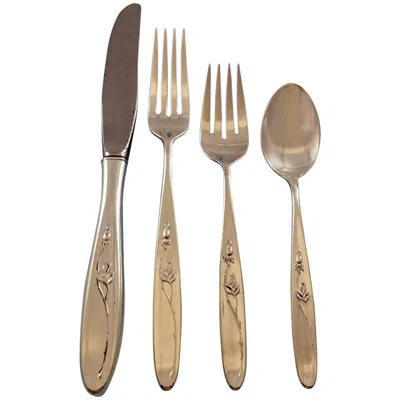 Pre-owned Towle Silversmiths Rose Solitaire By Towle Sterling Silver Flatware Set For 6 Service 27 Pieces In Red
