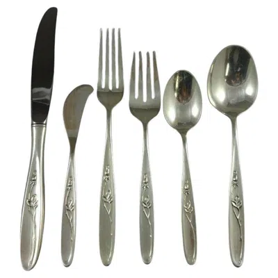 Pre-owned Towle Silversmiths Rose Solitaire By Towle Sterling Silver Flatware Set For 8 Service 51 Pieces In Red