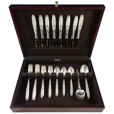 Pre-owned Towle Silversmiths Rose Solitaire By Towle Sterling Silver Flatware Set For Eight Service 40 Pieces In Red