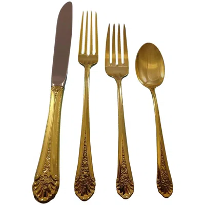 Pre-owned Towle Silversmiths Royal Windsor Gold By Towle Sterling Silver Flatware Set For Six Service Vermeil