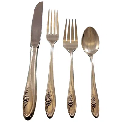 Pre-owned Towle Silversmiths Sculptured Rose By Towle Sterling Silver Flatware Set 8 Service 37 Pieces In Red