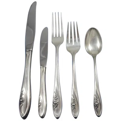 Pre-owned Towle Silversmiths Sculptured Rose By Towle Sterling Silver Flatware Set For 12 Service 67 Pieces In Red