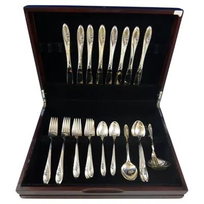 Pre-owned Towle Silversmiths Sculptured Rose By Towle Sterling Silver Flatware Set For 8 Service 42 Pieces In Red