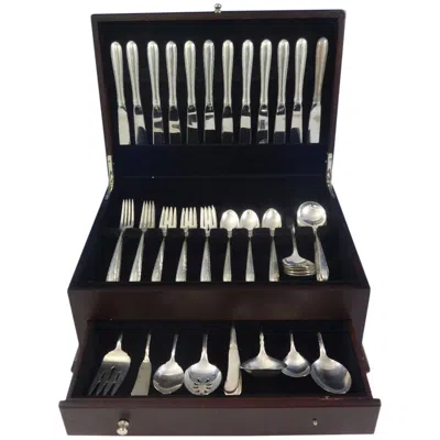 Pre-owned Towle Silversmiths Silver Flutes By Towle Sterling Silver Flatware Set For 12 Service 79 Pieces In Black