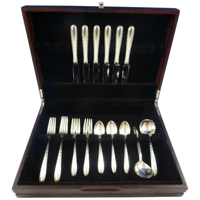 Pre-owned Towle Silversmiths Silver Flutes By Towle Sterling Silver Flatware Set For 6 Service 30 Pieces In Black