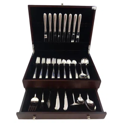 Pre-owned Towle Silversmiths Silver Flutes By Towle Sterling Silver Flatware Set For 8 Service 54 Pieces In Black