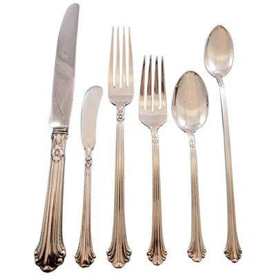Pre-owned Towle Silversmiths Silver Plumes By Towle Sterling Silver Flatware Set For 8 Service 50 Pcs Dinner In Sand