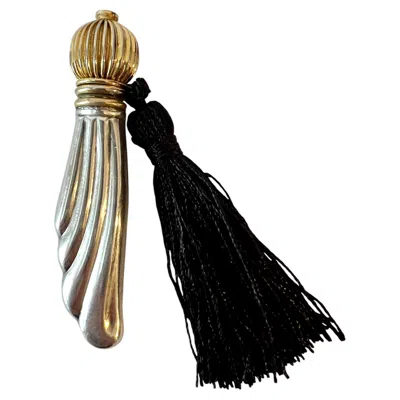 Pre-owned Towle Silversmiths Sterling And Gold Plated Towle Pocket Perfume Bottle With Tassel In Black