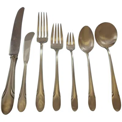 Pre-owned Towle Silversmiths Symphony By Towle Sterling Silver Flatware Service For 12 Set 107 Pieces In Brown